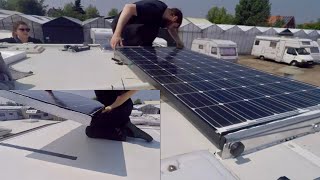 ☀️ Zonnepanelen camper zelf monteren  Plakken met Sikaflex [upl. by Ieluuk]