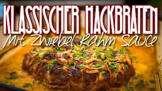 Hackbraten mit Zwiebel Rahm Sauce  Mega lecker und super für die kälteren Tage dutchoven rezepte [upl. by Netsreik]