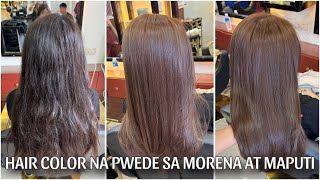 HAIR COLOR NA BAGAY SA MORENA AT TISAY hair tutorial with daily routine vlog [upl. by Nuahsal]