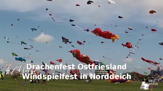 Internationales Drachen und Windspielfest in Norddeich an der Nordseeküste Drachenfest Ostfriesland [upl. by Salsbury]