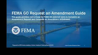 FEMA GO Request Amendment Guide [upl. by Fanechka972]