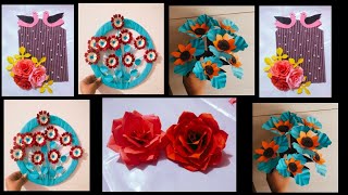 4 Deferent Types Paper Flower Craft And Wall Hangings Diy Paper Craft Ideas [upl. by Sylram]