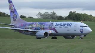 Paw Patrol livery on SunExpress Boeing 737800HC Reg TCSPE Departing Birmingham Airport [upl. by Jackie]