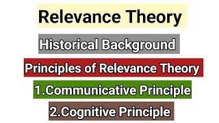 Relevance Theory in Pragmatics  Conversational Maxims  Relevance Theory by Sperber and Wilson [upl. by Caton]