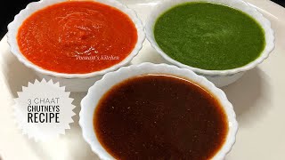 Street Style 3 Chaat Chutneys  Lehsun Chutney Hara Dhaniya Pudina Green Chutney Meethi Chutney [upl. by Nnyliak]