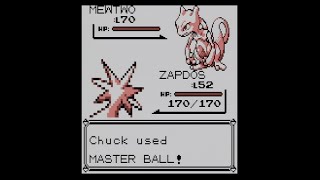 Pokemon RedBlue  Catching Mewtwo with a Master ball [upl. by Dlonyar]