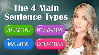 4 Main Sentence Types by Purpose in English Declarative Interrogative Imperative amp Exclamatory [upl. by Amadeo87]