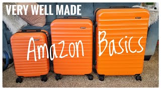 Review Amazon Basics Luggage 3 Piece Hard Side Spinner Orange I LOVE THEM [upl. by Asset493]