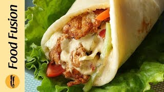 Grilled chicken shawarma with Lebanese style pita bread Recipe By Food Fusion [upl. by Annaesor308]