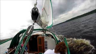 Sailing a Bayfield 32C on the St Croix River in heavy winds [upl. by Nesaj758]