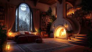 Thunderstorm Sounds Crackling Fireplace and Rain Sounds in this Cozy Atypical Castle Room [upl. by Mallis32]