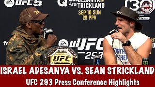 Israel Adesanya vs Sean Strickland Press Conference Highlights UFC 293 [upl. by Ahsilram]