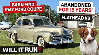 Barn Find 1947 Ford Coupe Flathead V8 Engine Abandoned for 15 Years Will It Run Stuck Valves [upl. by Bertrando]