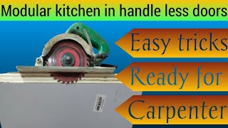 बिना हैंडल का पल्ला कैसे बनाएं  How to ready for handle less kitchen doors  carpenter art [upl. by Jannel717]