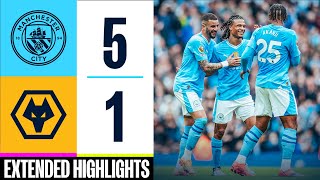 Man City 51 Wolves  UNSTOPPABLE Haaland hits four  EXTENDED HIGHLIGHTS  2324 [upl. by Annekim]