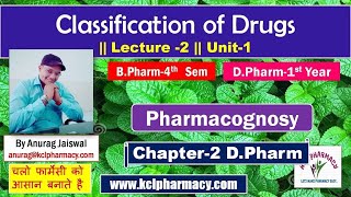 Classification of drugs  Pharmacognosy  L2 Unit1BPharm 4th sem  Chapter2 DPharm 1st Year [upl. by Elokkin967]