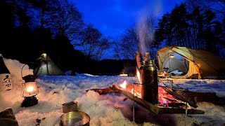 雪の中で過ごす。焚き火の暖かさを知る。『ソログルキャン』去年の積雪量と全然違う [upl. by Ojeillib]