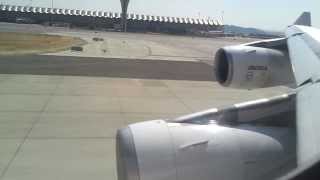 A340 Iberia Heavy 1 minute Take Off Business Class Engine Sound and wing flex [upl. by Torosian552]