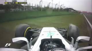 Valtteri Bottas loses control of his Mercedes while behind the safety car early in the Chinese GP [upl. by Tristas681]