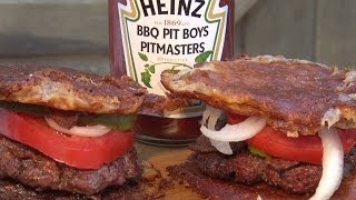 How to grill Fried Cheese Burgers  Recipe [upl. by Leinnad]