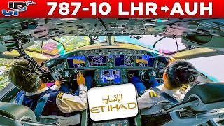 Etihad Boeing 78710 Cockpit London Heathrow🇬🇧 to Abu Dhabi🇦🇪 [upl. by Akitnahs823]