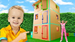 Giant Cardboard House  Funny Kids Adventures [upl. by Melloney]