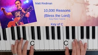 10000 Reasons Easy Piano TutorialKey of C [upl. by Anaerdna]