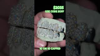 10 on 10 Capped VVS Moissanite Grillz grillz goldgrillz diamond [upl. by Atul215]