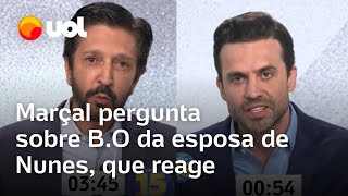 Debate UOLFolha Pablo Marçal questiona Nunes várias vezes sobre BO da esposa Como você é baixo [upl. by Ainegul685]