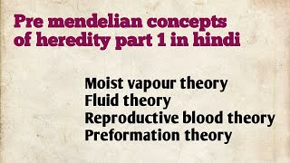 Pre mendelian concepts of heredity part 1 in hindi  conceptualgeneticsandbreeding [upl. by Atthia]