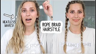 ROPE BRAID HAIRSTYLE THAT GIVES YOU HEATLESS WAVES Short Medium amp Long Hair  BacktoSchool Hair [upl. by Manoff]