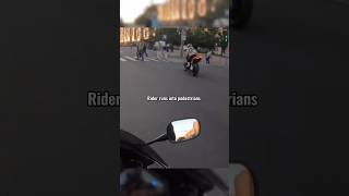 Biker Flies Over Handlebars Hitting Pedestrian  unknown [upl. by Elleuqram971]