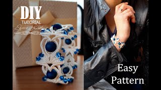 Makramowa bransoletka krok po kroku  Macramé bracelet tutorial DIY Macrame bracelet with stones [upl. by Akyre782]