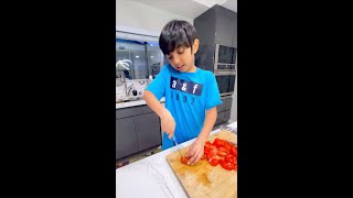 Shlok is helping in the kitchen making dinner  Raw video [upl. by Bradleigh]