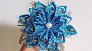 DIYGlitter foam sheet craft ideasFoamiran flower tutorialCreativeHandmade RakhiHair accessories [upl. by Weston]