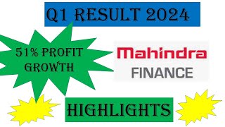 MampM Financial Services Q1 FY 2024 Results  51 Profit Growth  Improvement in Asset Quality [upl. by Curren95]