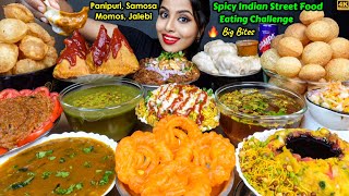 ASMR Eating Spicy SamosaPani PuriJalebiChicken Momos South Indian Street Food ASMR Eating Mukbang [upl. by Enneicul]