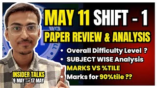 MHTCET 11 May Shift 1 😱 Difficult Paper ✅ 90 tile  Marks vs Percentile 📈 MHT CET Paper Review [upl. by Fairleigh957]