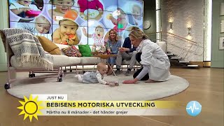 Allt om bebisens motoriska utveckling quotMan lär sig ingenting i en gåstolquot  Nyhetsmorgon TV4 [upl. by Eniawtna]