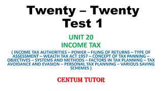 TRB COMMERCE UNIT 20 INCOME TAX 2020 TEST SERIES [upl. by Aicnom]