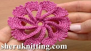 Crochet 3D Flower Twisted Petals How to CROCHET FLOWER PATTERN [upl. by Elidad820]