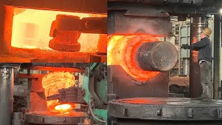 Hydraulic Press Forging Process of a Large Cylinder Component  Machinery Sounds  Art of Forging [upl. by Svirad755]