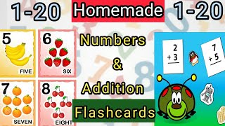 How to make Math Flashcards at home  Numbers and Addition 120 flashcardsFlashcards for KidsDIY [upl. by Yunfei]