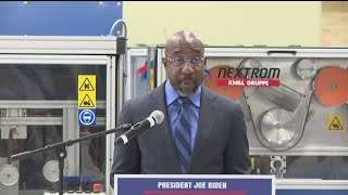 Sen Warnock announces new jobs more fiber manufacturing in Georgia [upl. by Nodmac614]