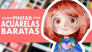 Como DIBUJAR y COLOREAR con ACUARELAS BARATAS EJERCICIOS para DIBUJAR Uraraka [upl. by Ilujna509]