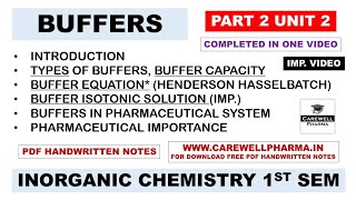 Buffers completed  Buffer Equation  Buffer Isotonic solutions  Part 2 Unit 2  pic 1st sem [upl. by Anyar]