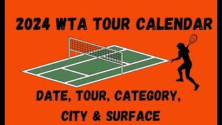 2024 WTA Tour Calendar  WTA 2024  Tennis  Womens Tennis Association  WTA Calendar [upl. by Miguelita763]