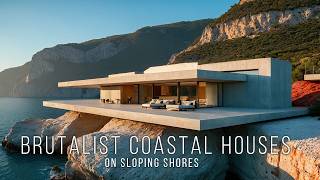 Modern Brutalist Concrete Coastal Houses on Sloping Shores [upl. by Nahsez]