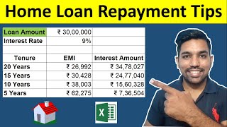 Home Loan Repayment Tips with Calculation  Prepayment Calculator in Excel [upl. by Egreog]