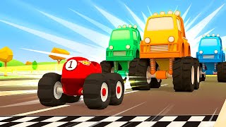 Die Helfer Autos Die Monstertrucks fahren ein Rennen Zeichentrickfilme für Kinder [upl. by Anjanette457]